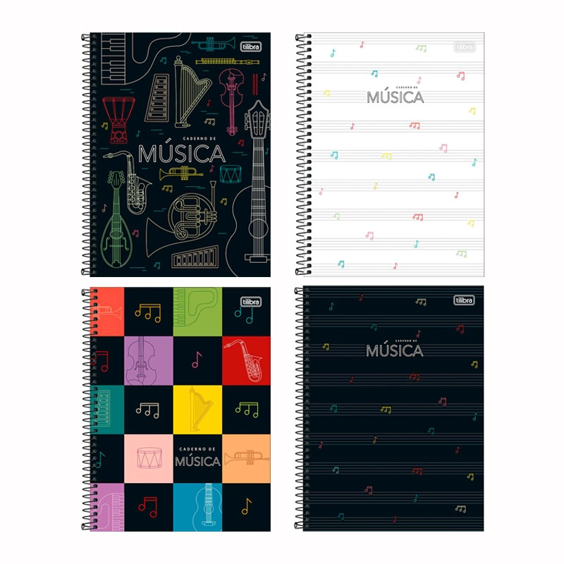 Caderno espiral capa dura universitário 80 folhas Música - Tilibra