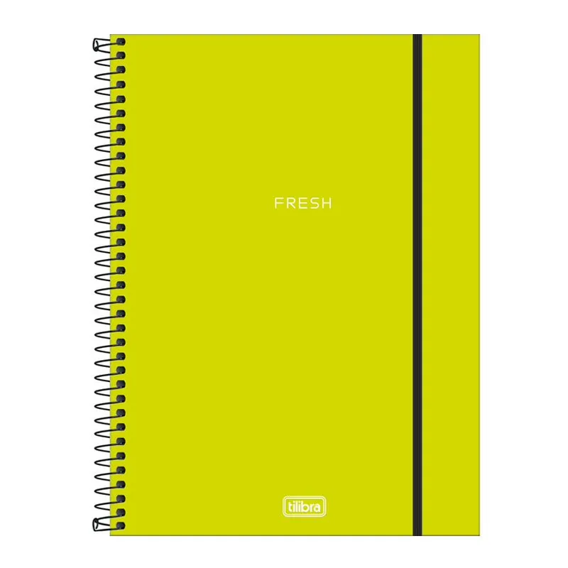 Caderno capa plástica universitário 1x1 80 folhas Neon Verde Limão - Tilibra