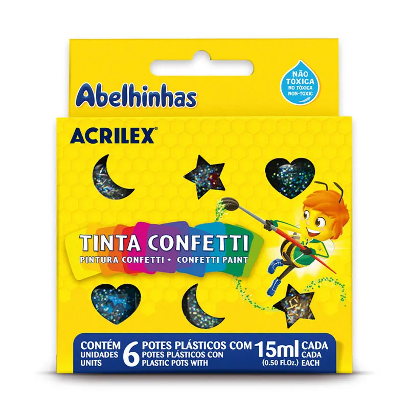 Tinta Confetti 6 cores 15ml 02415 - Acrilex