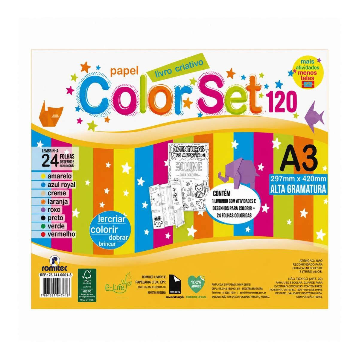 Livro criativo color set A3 8 cores com 24 folhas - Romitec
