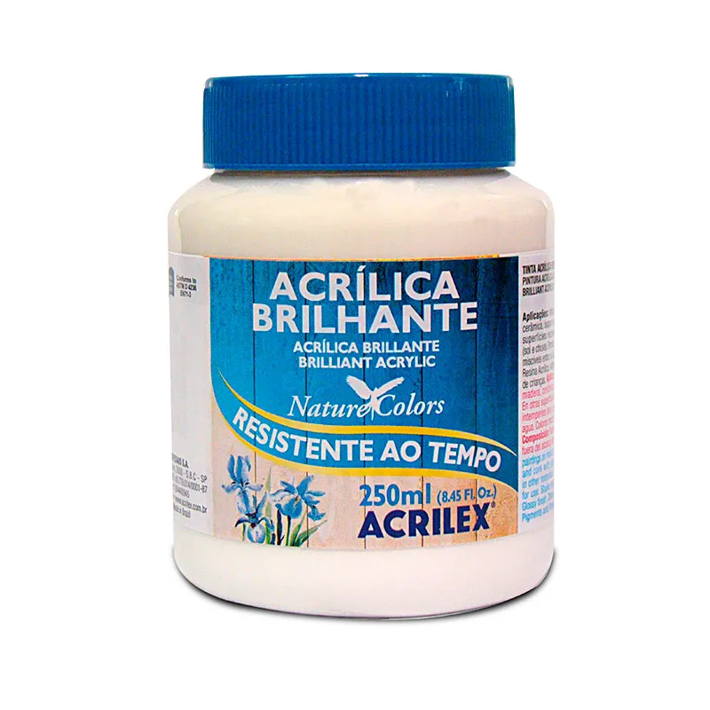 Tinta acrílica brilhante Branco 250ml - 519 - Acrilex