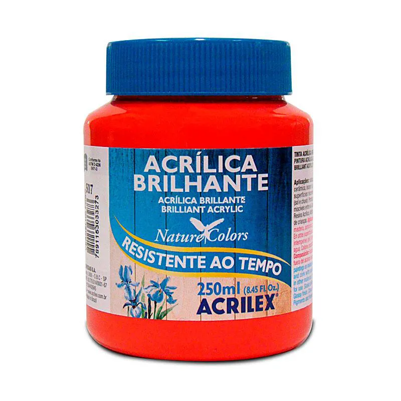Tinta acrílica brilhante Vermelho Fogo 250ml - 507 - Acrilex