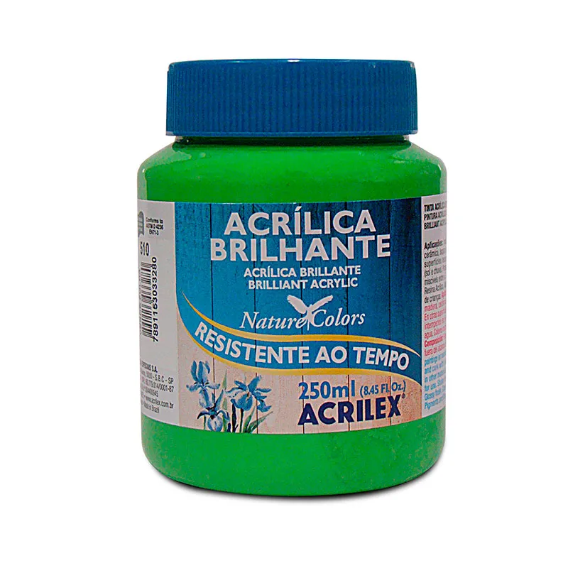 Tinta acrílica brilhante Verde Folha 250ml - 510 - Acrilex