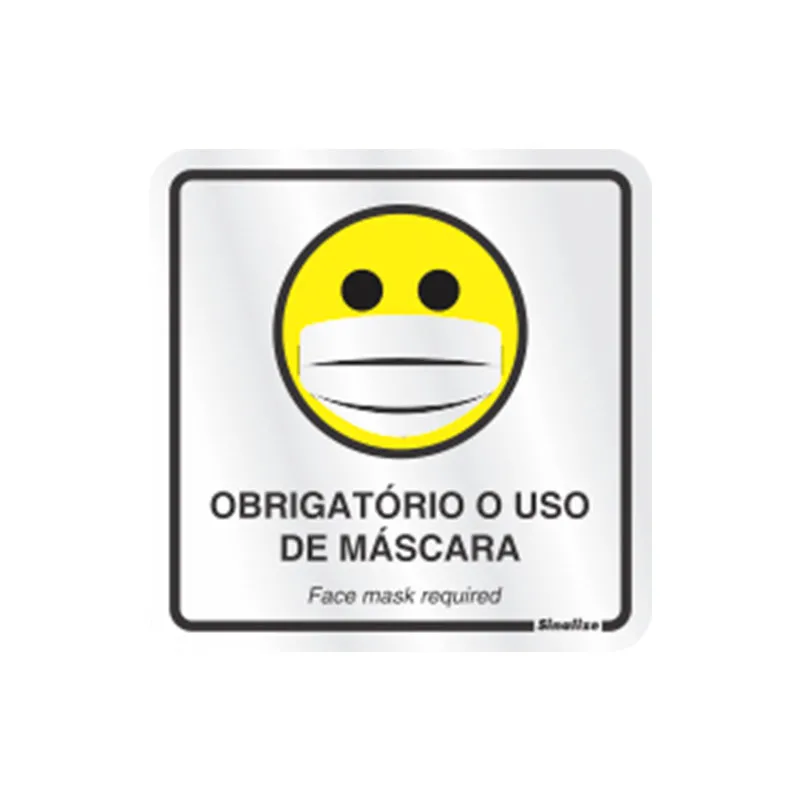 Placa de alumínio obrigatório o uso de máscara 120BD - Sinalize