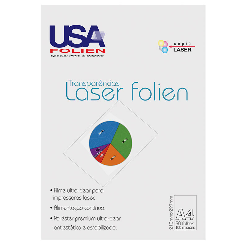 Transparência laserjet sem tarja A4 - 7083 - com 50 folhas - Usa Folien