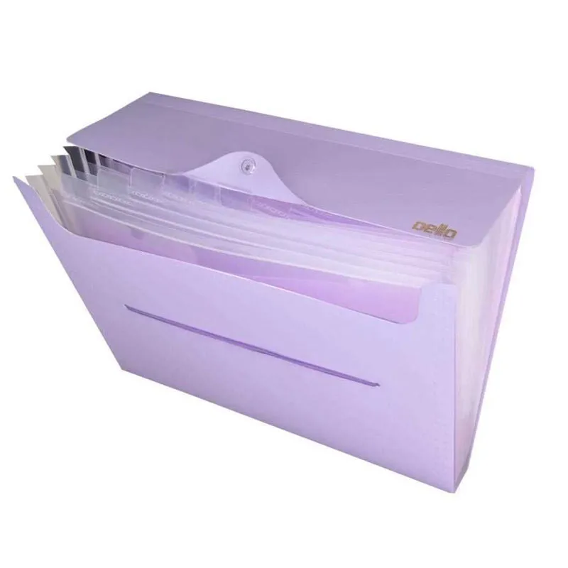 Pasta sanfonada A4 com 12 divisórias Linho serena - Lilás pastel - 6096.LP - Dello