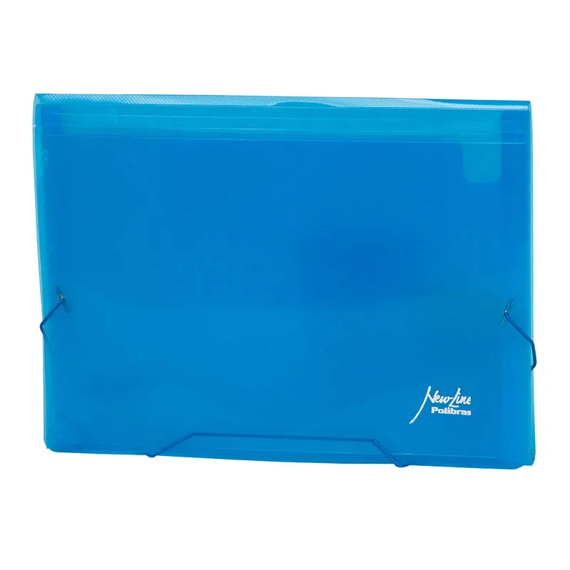 Pasta sanfonada A4 com 12 divisões Azul - Polibras