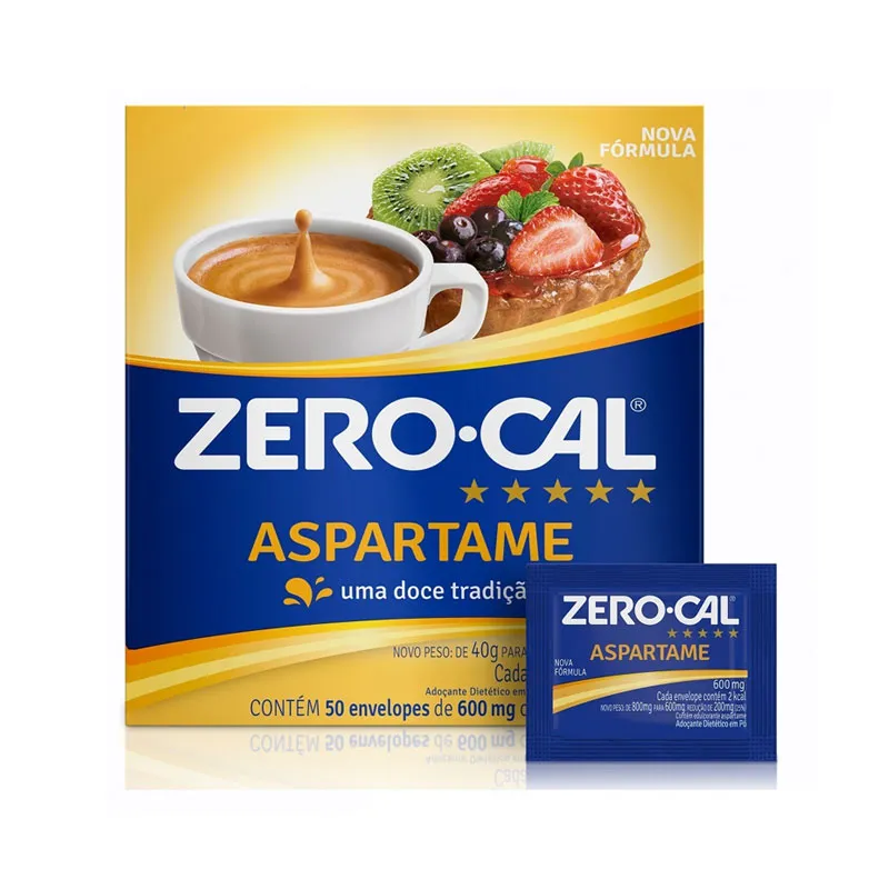 Adoçante sachê aspartame em pó 600mg cx c/ 50unid Zero Cal
