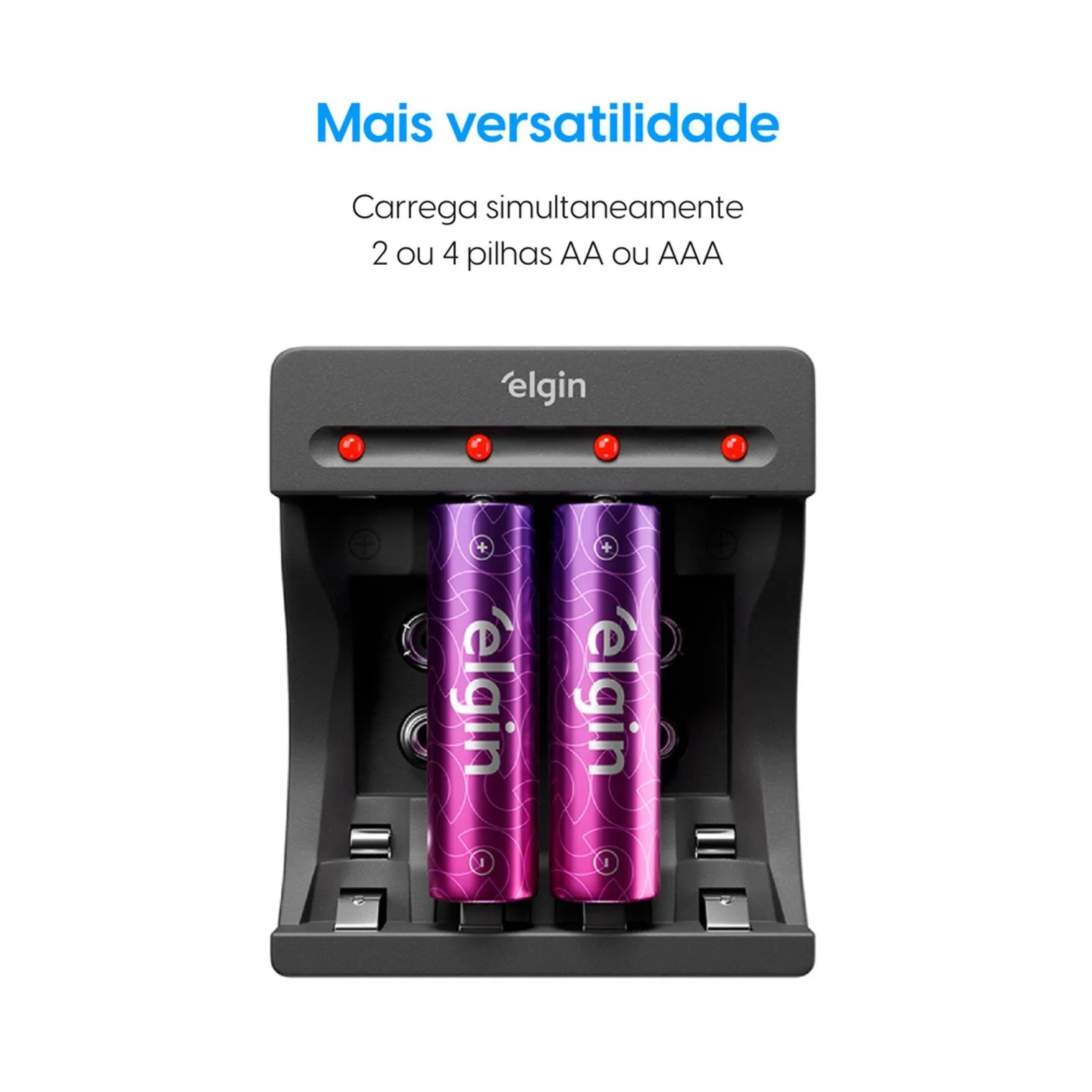Carregador de pilhas AA/AAA/9V - 46RSCUSB0000 - Elgin