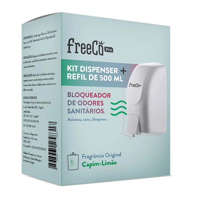 Kit odorizador bloqueador sanitário 500ml fragância original Capim-Limão - Freeco