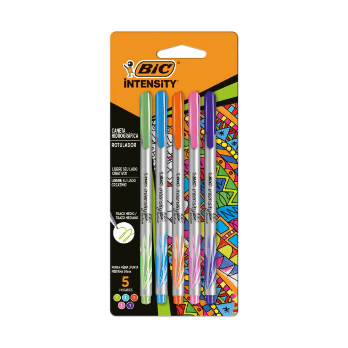 Caneta hidrográfica Intensity Medium com 5 unidades - Bic