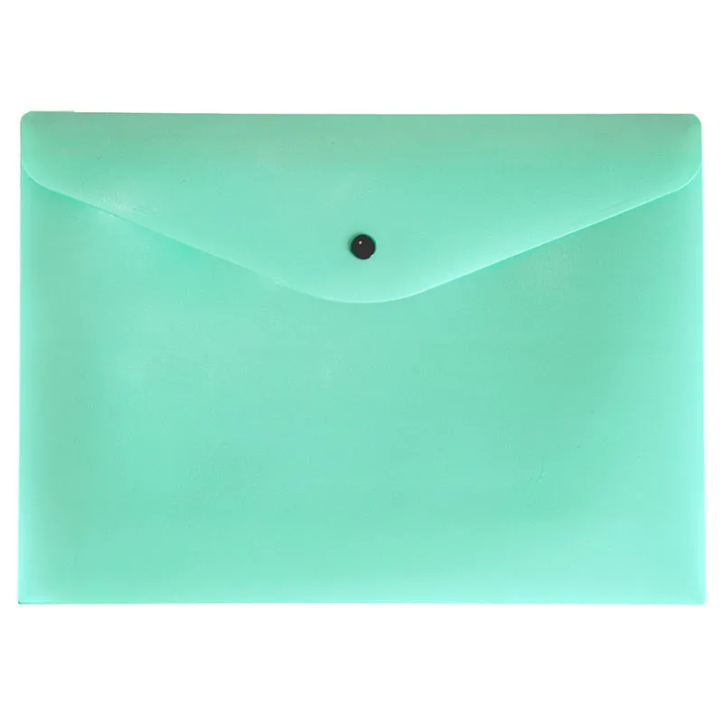 Envelope plástico com botão A4 - Linho Serena - verde pastel - 0012.VP - Dello