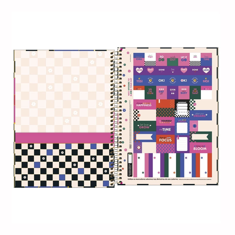 Caderno espiral capa dura universitário 1x1 80 folhas Check Pop - Capa 4 - Tilibra