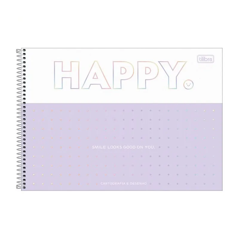 Caderno espiral capa dura cartografia 80 folhas Happy - Tilibra
