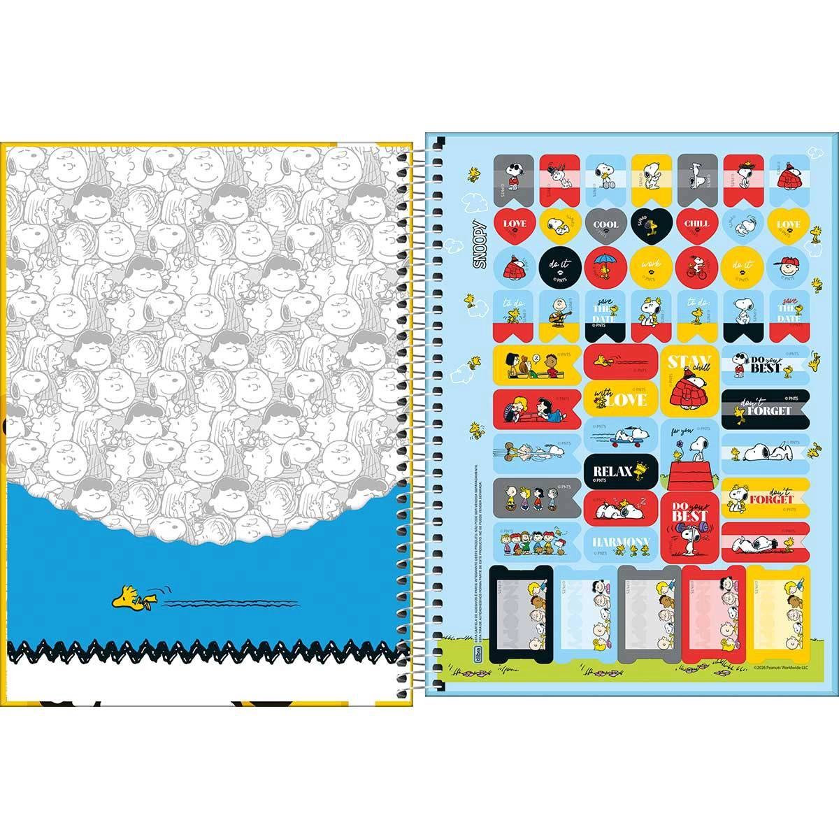 Caderno espiral capa dura universitário 10x1 160 folhas Snoopy - Tilibra