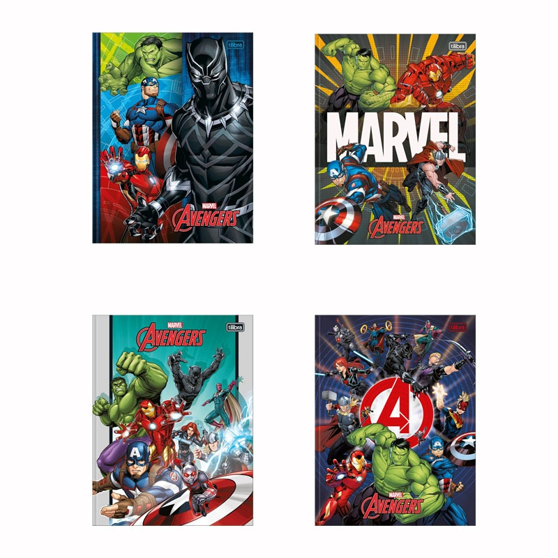 Caderno brochurão capa dura universitário 1x1 80 folhas Os Vingadores - Tilibra