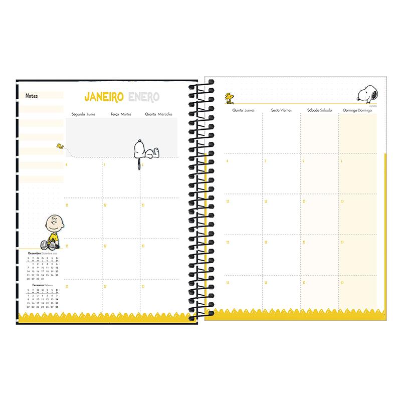 Agenda planner espiral semanal Snoopy 2026 - Tilibra