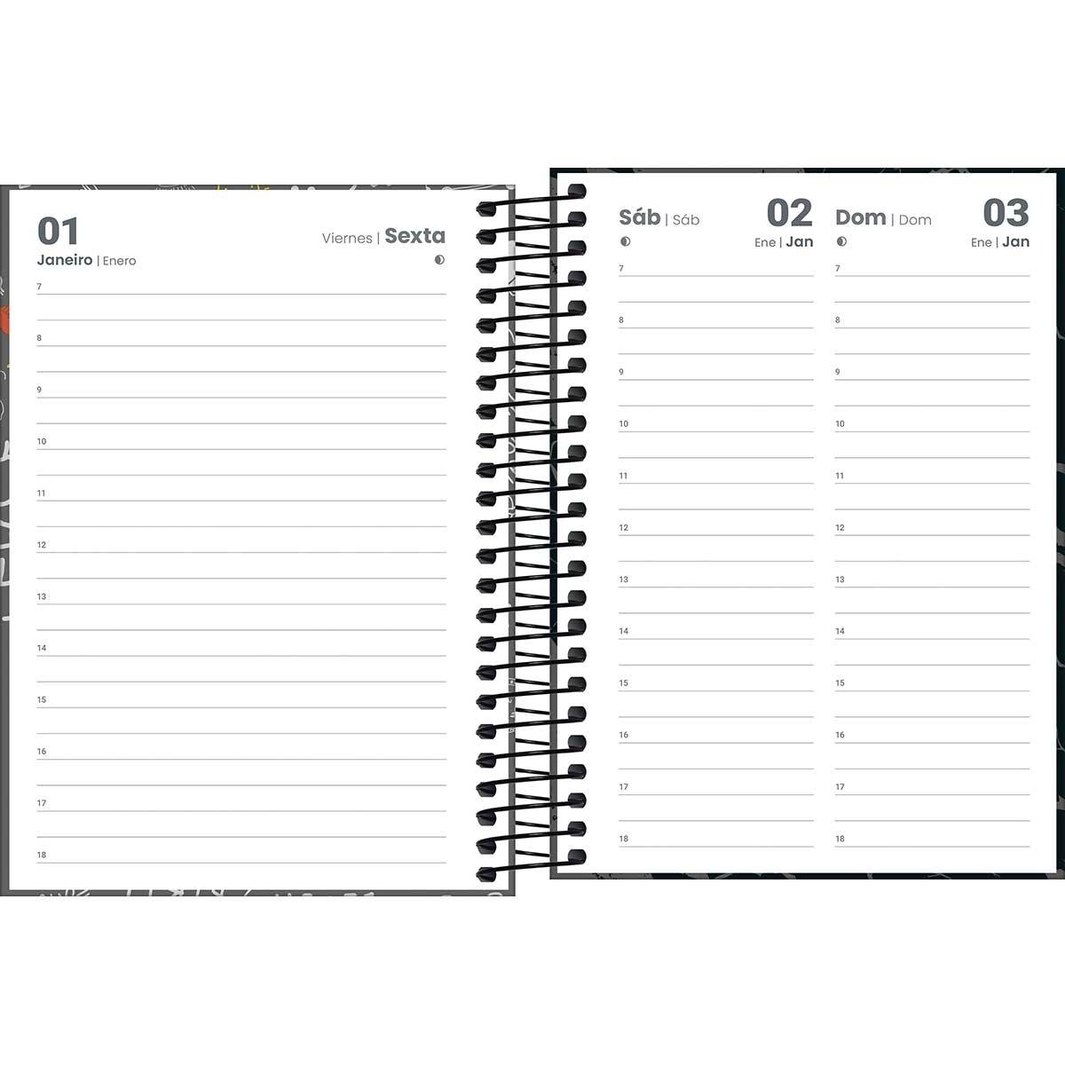Agenda espiral diária Pepper Masculina 2027 - Tilibra
