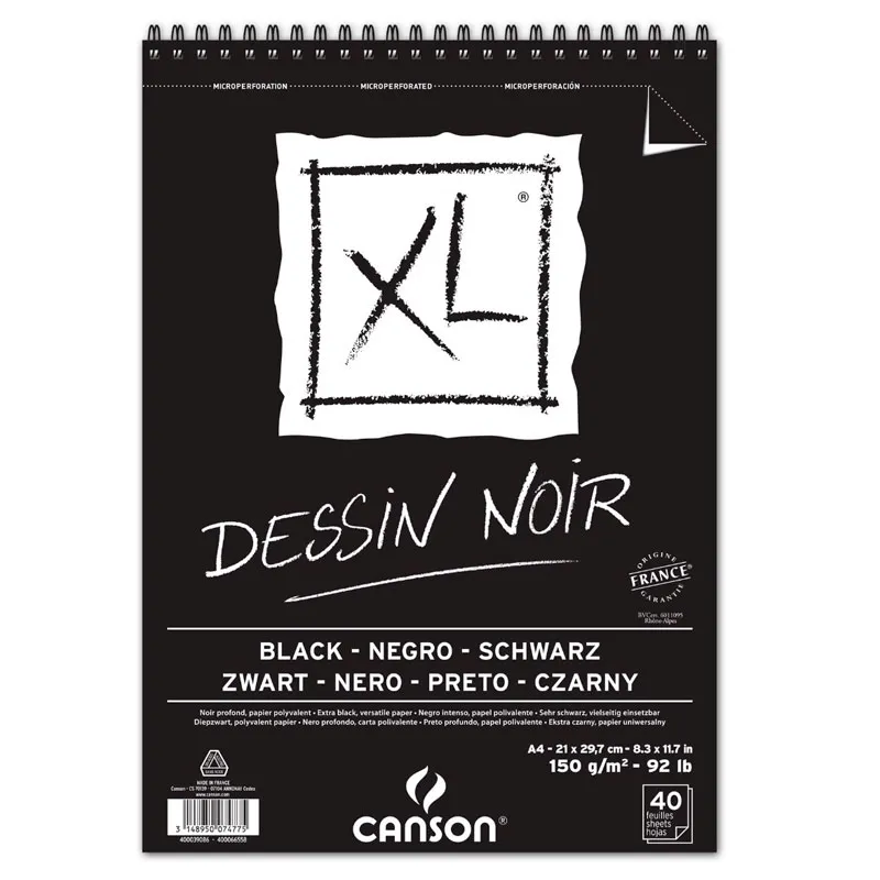 Bloco XL dessin noir black A4 150g - com 40 folhas - Canson