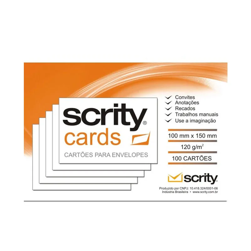 Cartão para envelope carta marfim SCM430 100X150 com 100 unid - Scrity