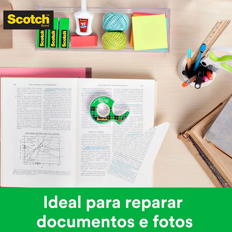 Fita mágica Scotch 12mmx10m com 2 rolos e 1 suporte 810 - 3M