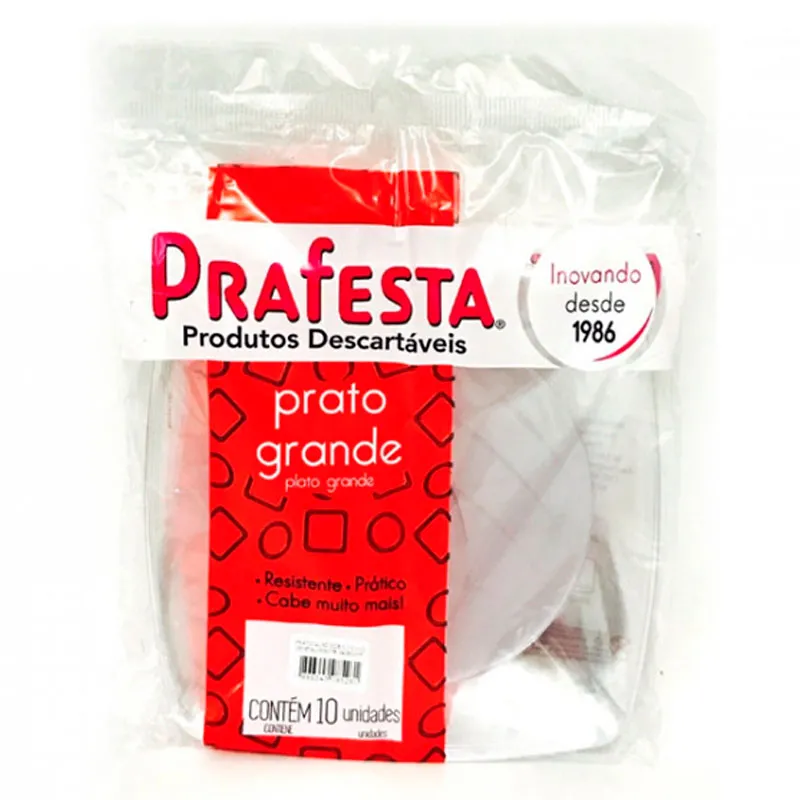 Prato quadrado grande cristal - 8526 - com 10 unidades - Prafesta