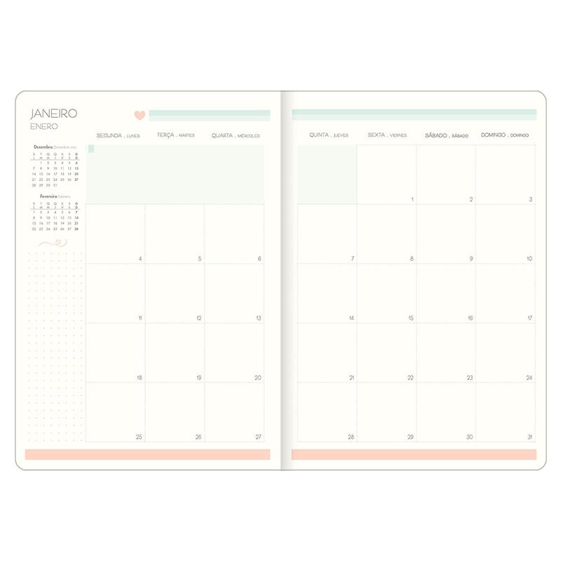 Agenda planner grampeado mensal Soho 2026 - Tilibra