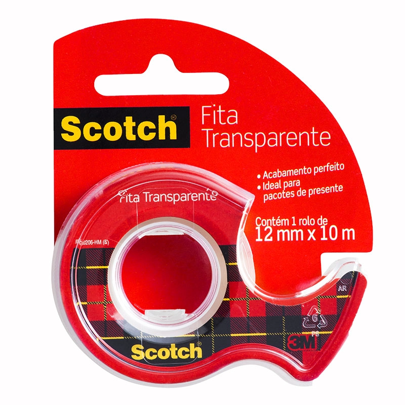 Fita Scotch transparente com aparelho - 12mmx10m - 3M