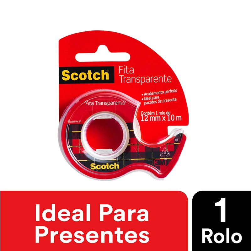 Fita Scotch transparente com aparelho - 12mmx10m - 3M