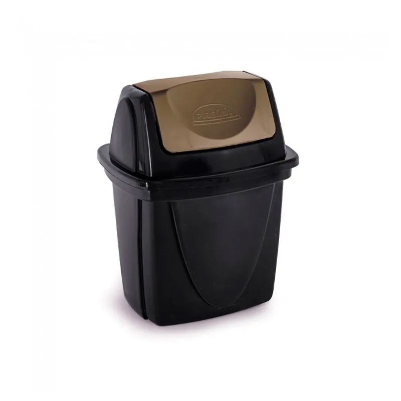 Cesto de lixo plást Preto basculante - 3484 - 6,5 Litros - Plasútil
