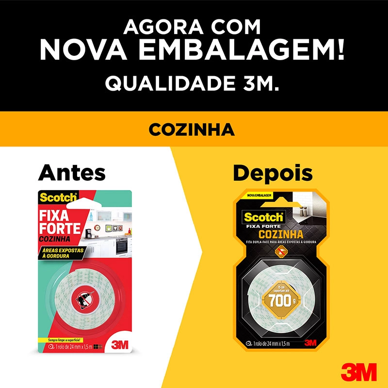 Fita dupla face espuma cozinha 24mmx1,5m - 3M