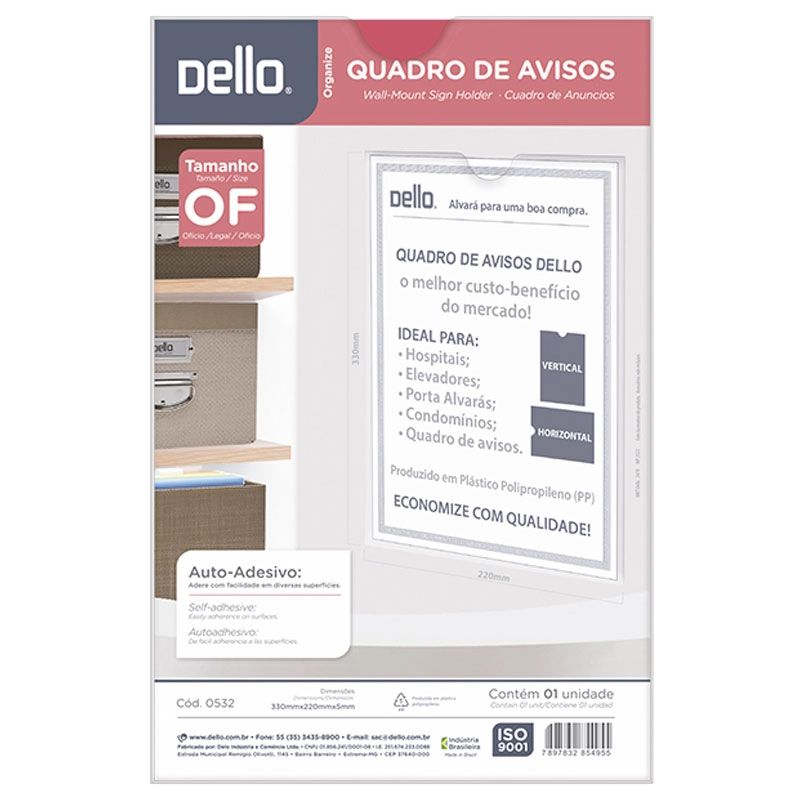 Quadro de aviso oficio polipropileno Cristal 0532.H - Dello