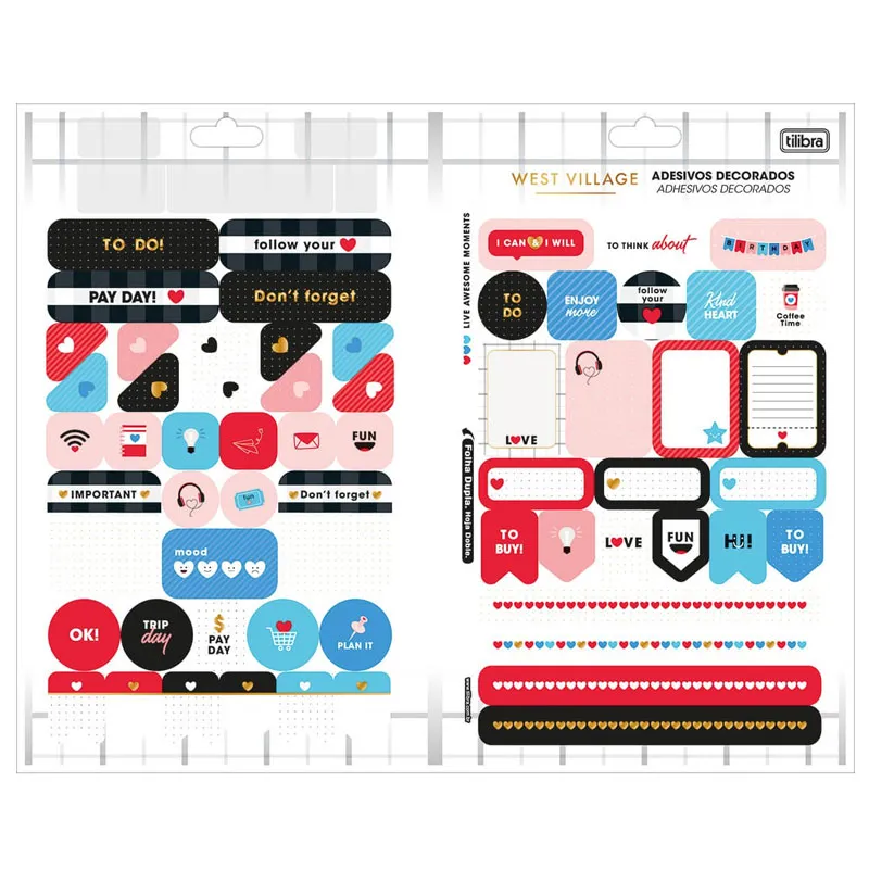 Adesivo decorativo duplo West Village metalizado - Tilibra