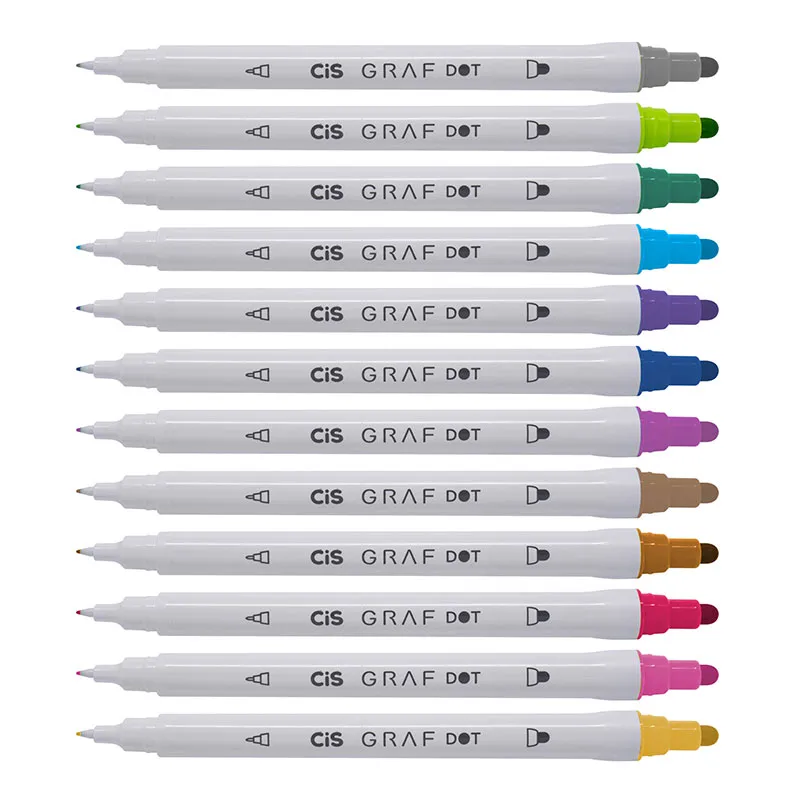 Caneta marcador artistico Graf Dot  - 12 cores - Cis