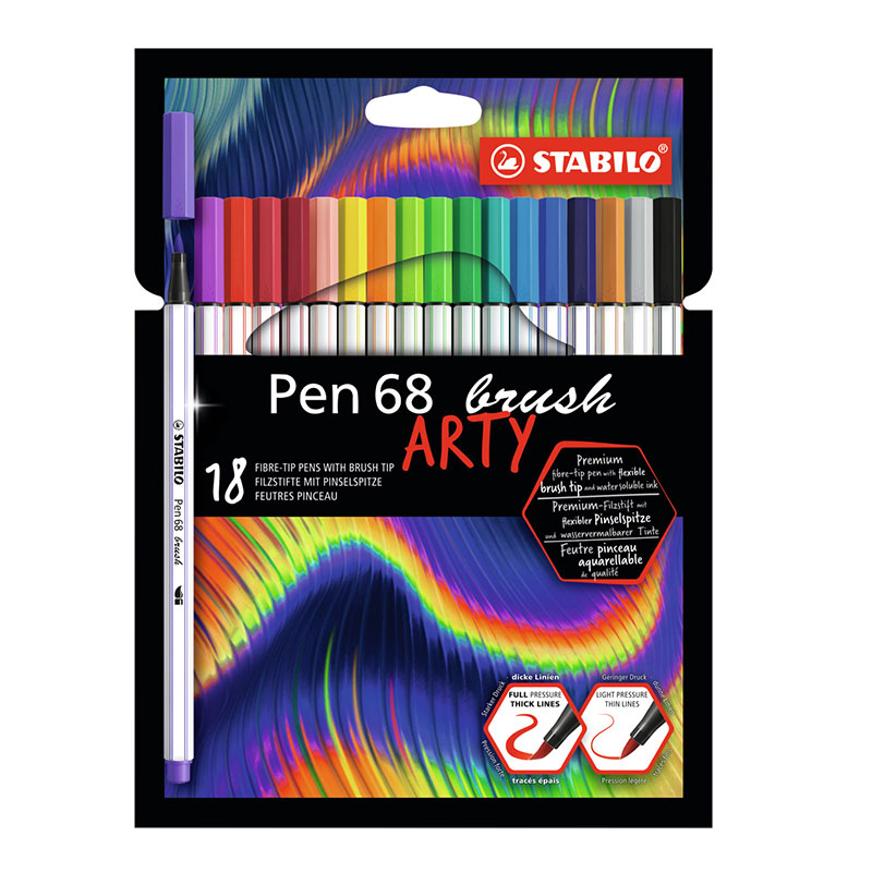 Caneta pincel Pen Brush Aquarelável 568/18 estojo com 18 unidades