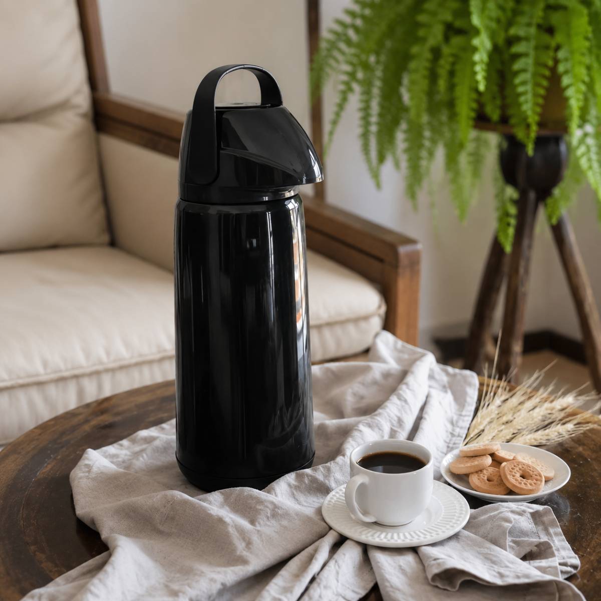 Garrafa térmica de pressão Air Slim polipropileno 1,8L Preta