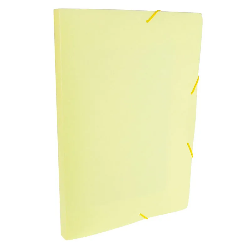 Pasta com aba elástico ofício lombo 20mm - Linho Serena - amarelo pastel - 0247.AP - Dello