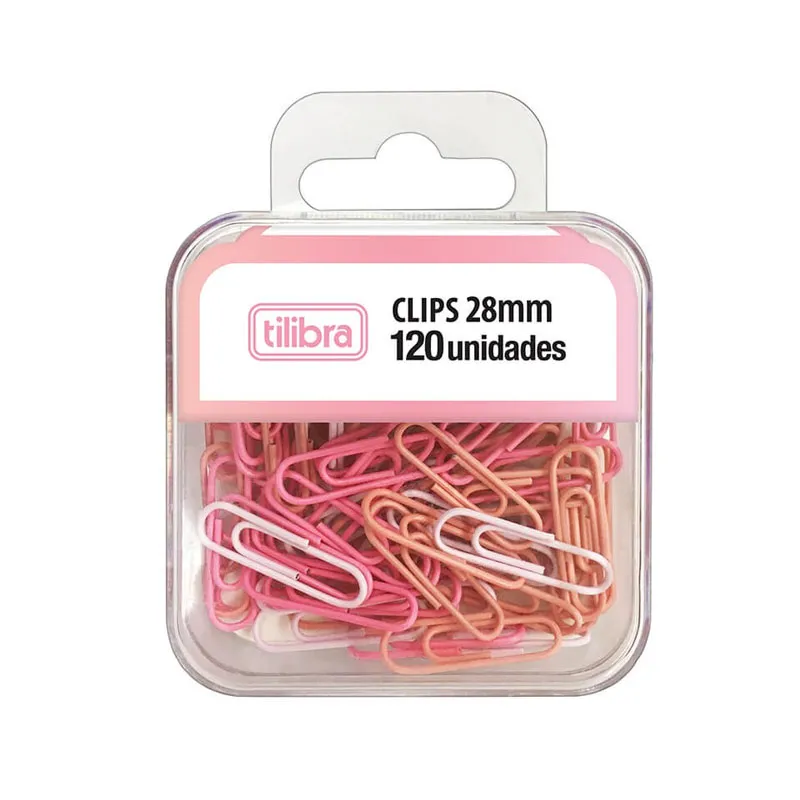 Clips Rosa pastel 28mm com 120 unidades 315770 - Tilibra