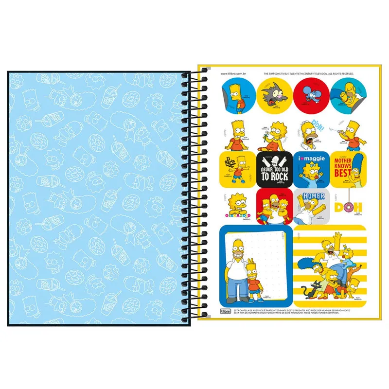 Caderno espiral capa dura 1/4 80 folhas Simpsons Capa 4 - Tilibra	