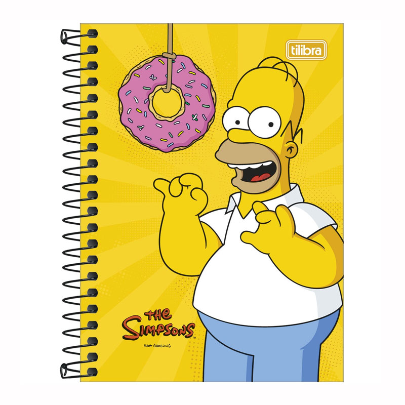 Caderneta espiral capa dura 1/8 80 folhas Simpsons Capa
