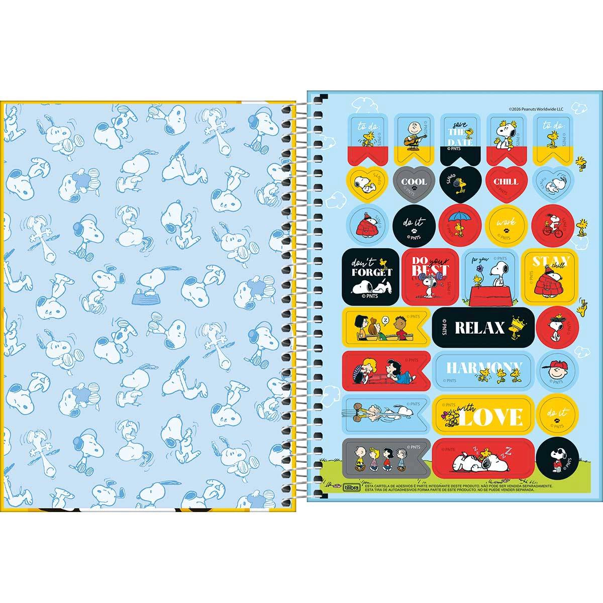 Caderno espiral capa dura 1/4 80 folhas Snoopy - Tilibra