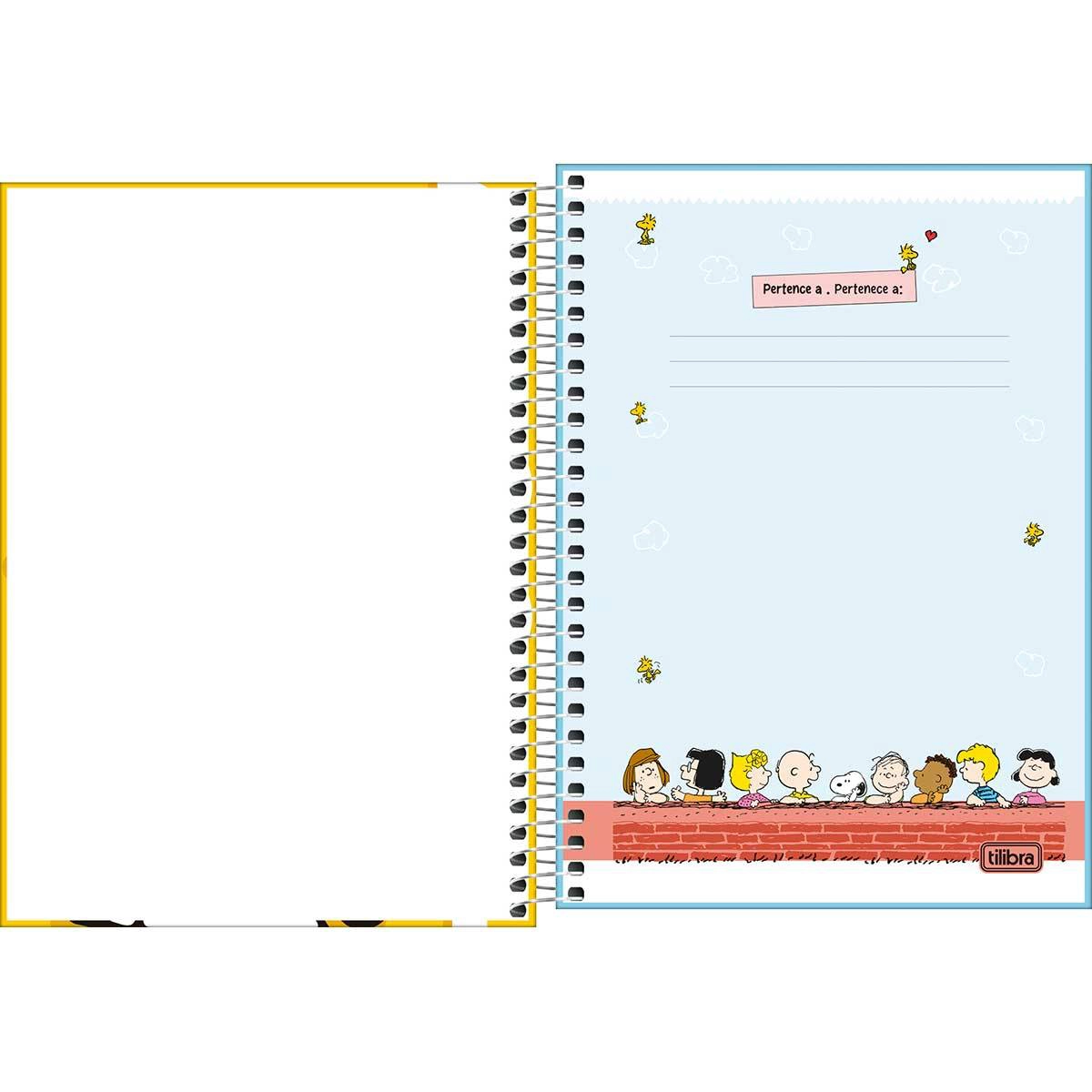 Caderno espiral capa dura 1/4 80 folhas Snoopy - Tilibra