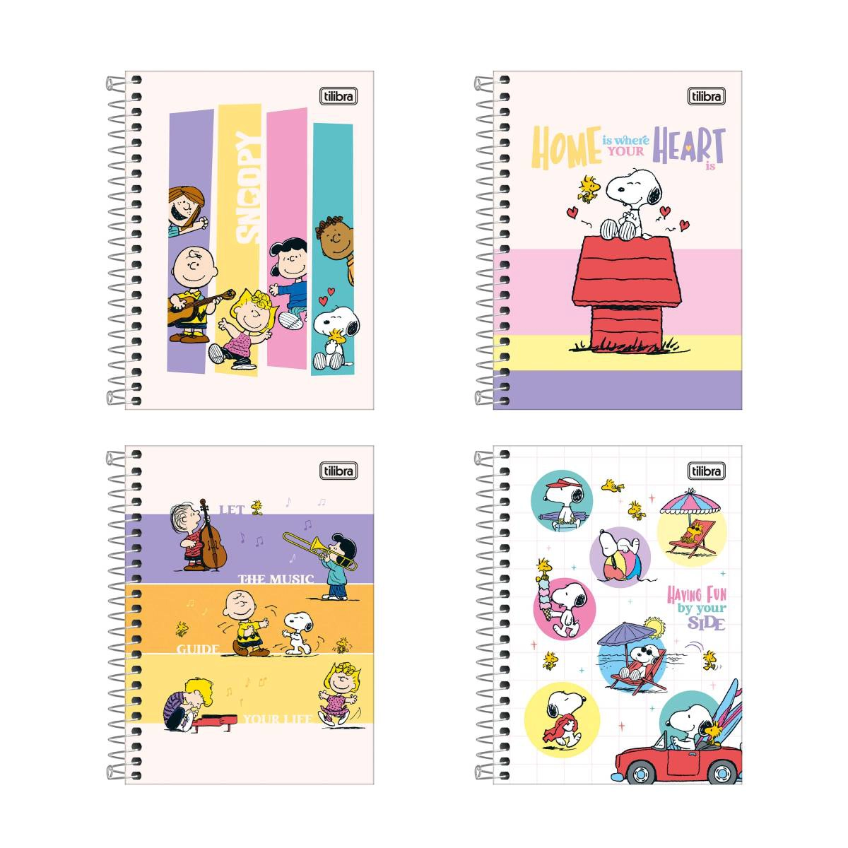 Caderno espiral capa dura 1/4 80 folhas Snoopy - Tilibra