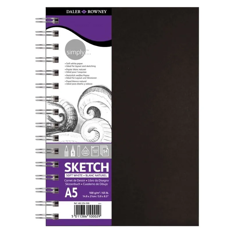 Caderno espiral sketchbook simply daler rowney A5 c/ 54 fls - Canson