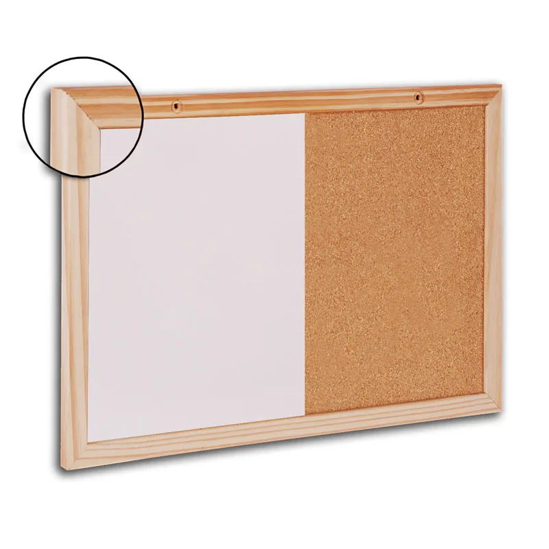 Quadro misto cortiça e branco moldura de madeira 60X90 - Cortiarte