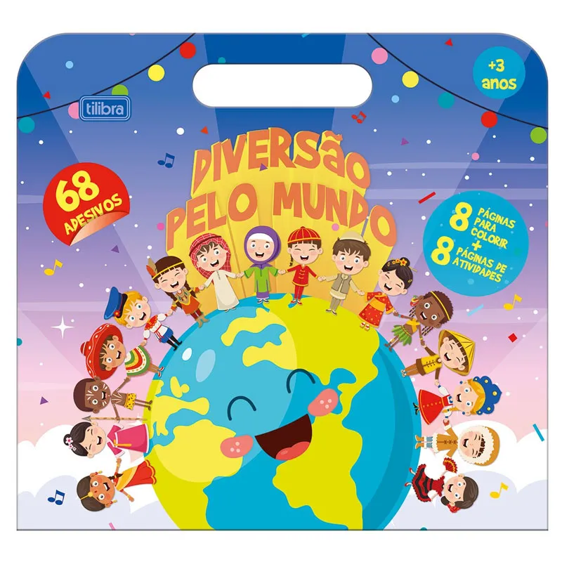 Maleta de atividades Pelo Mundo com 8 folhas 336696 - Tilibra