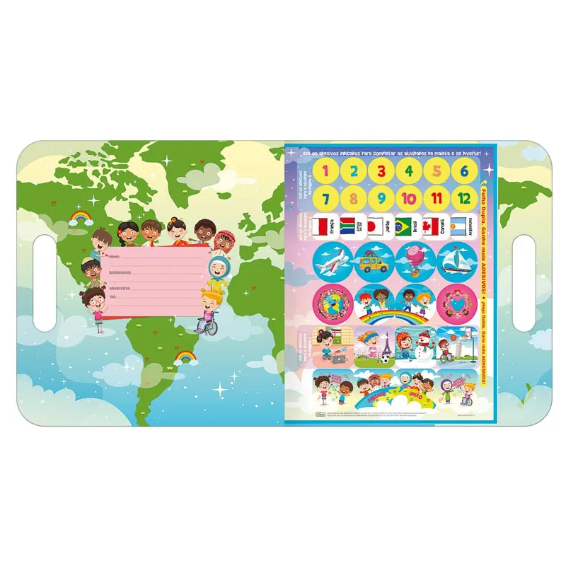 Maleta de atividades Pelo Mundo com 8 folhas 336696 - Tilibra