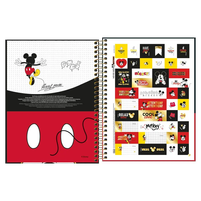 Caderno colegial capa dura 1x1 80 folhas Mickey Capa 1 - Tilibra	