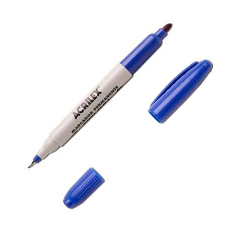 Pincel marcador permanente ponta dupla Azul - Acrilex