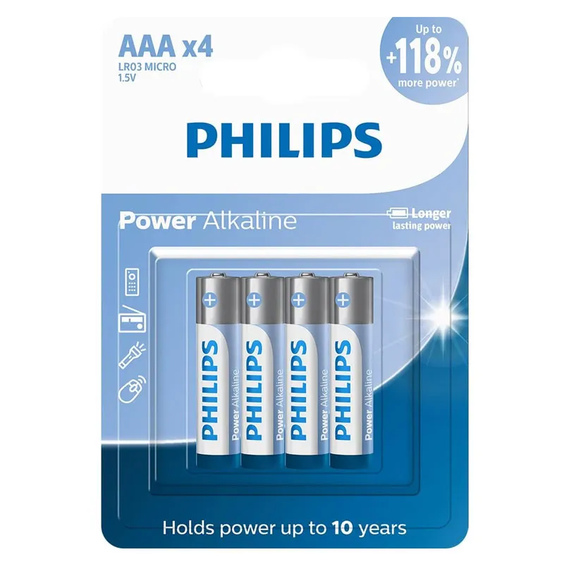 Pilha alcalina palito AAA com 4 unidades LR03P4B/59 - Philips